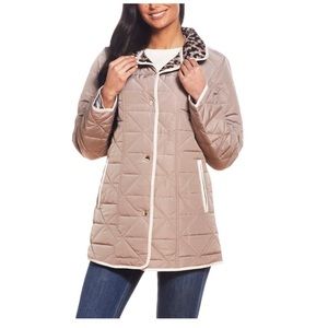 Gallery Quilted Water Resistant Jacket Animal Patter Pebble